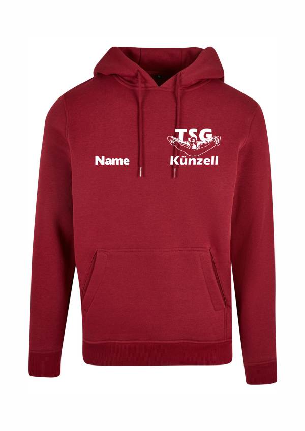 Hoodie Unisex weiss auf burgundy