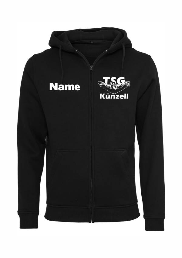 Zip Hoodie Unisex weiss auf schwarz