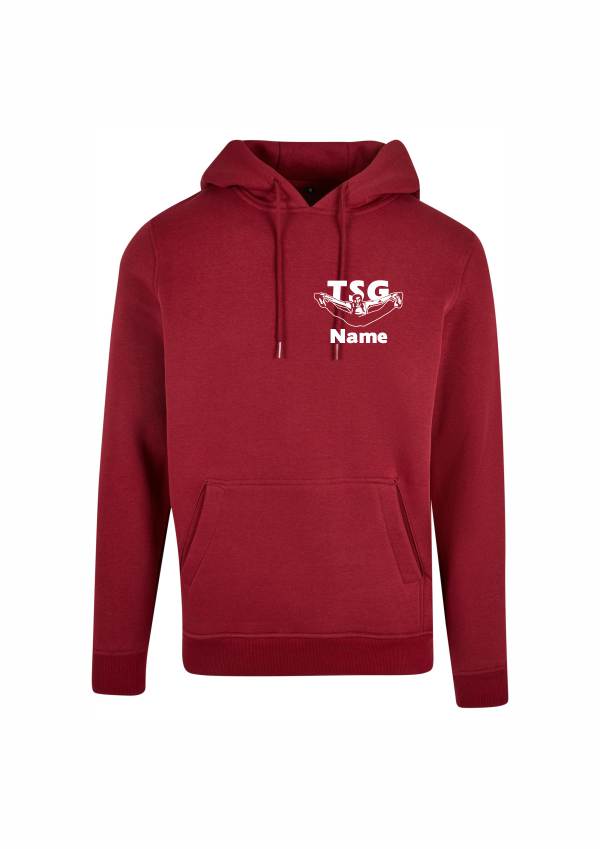 Team Hoodie weiss auf burgundy