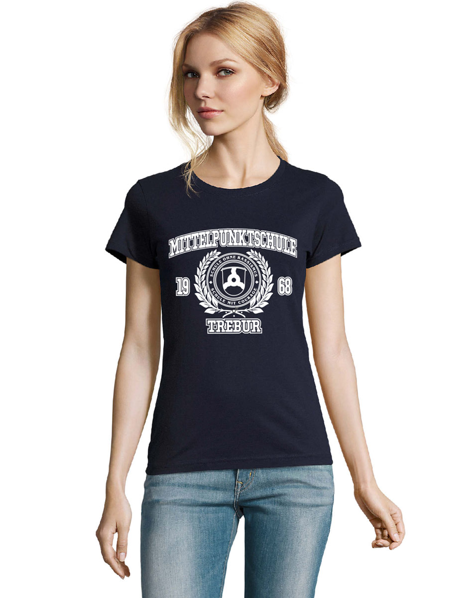 Woman T-Shirt weiss auf french navy