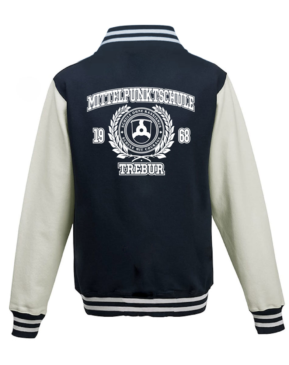 Collegejacke Kids weiss auf oxford navy