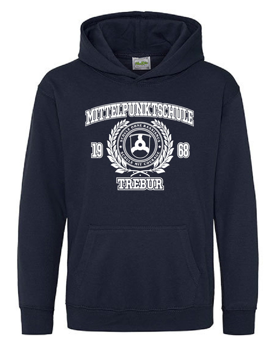 Kids Hoodie weiss auf oxford navy