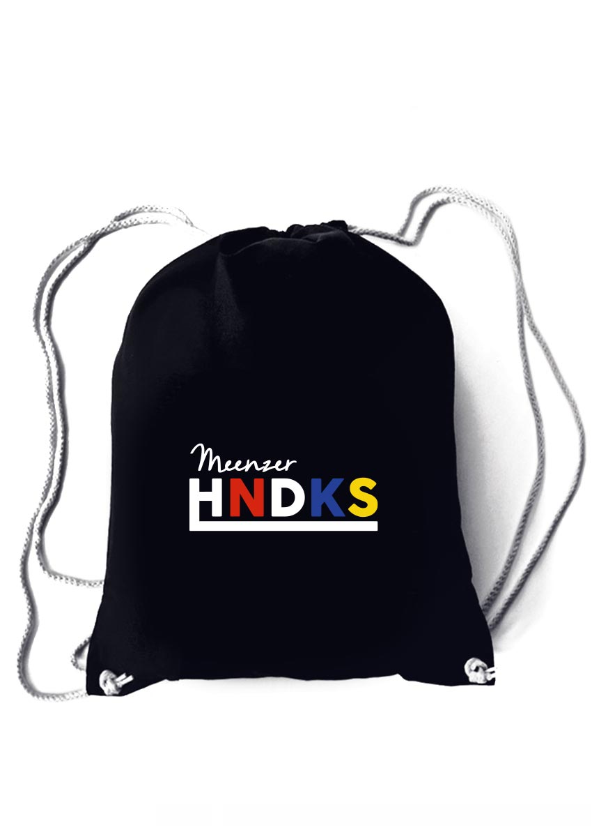 HNDKS Baumwollrucksack mehrfarbig auf schwarz