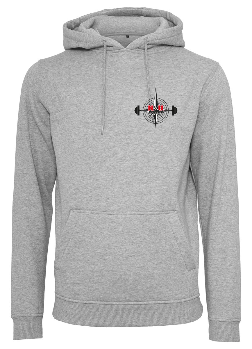 NU Crossfit Compass Unisex Heavy Hoodie mehrfarbig auf heather grey