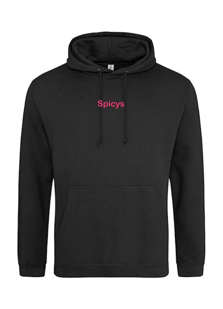 Hoodie unisex neonhimbeere auf schwarz