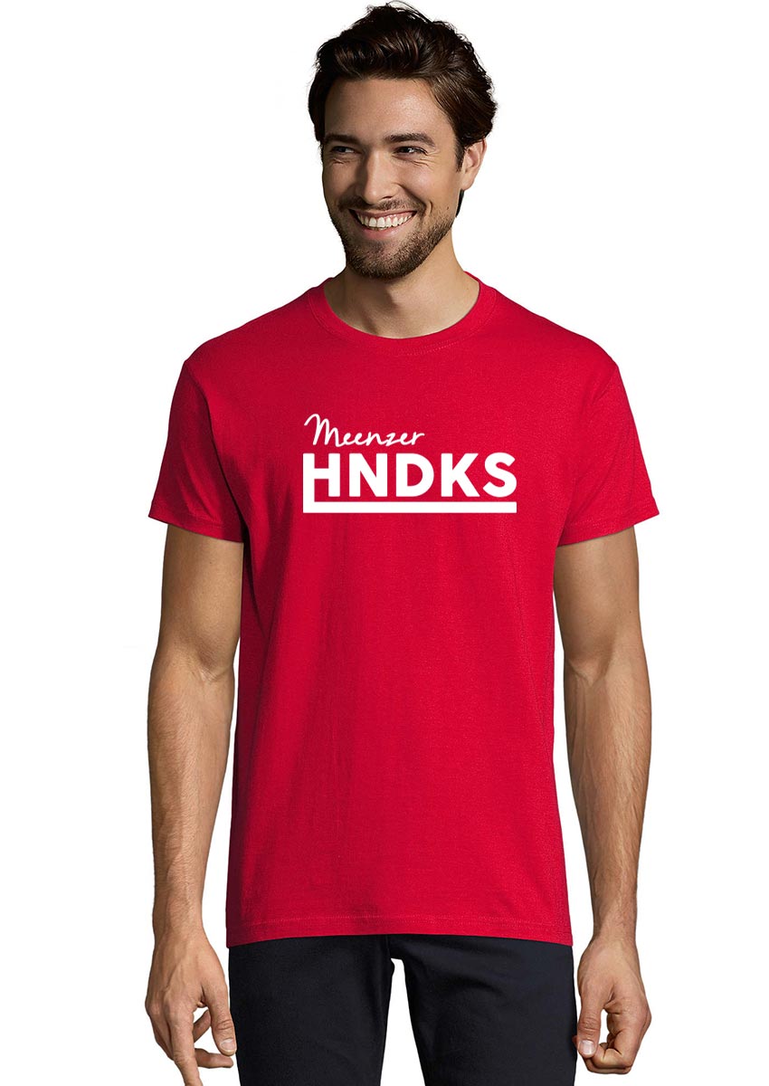 HNDKS Unisex T-Shirt wei auf rot