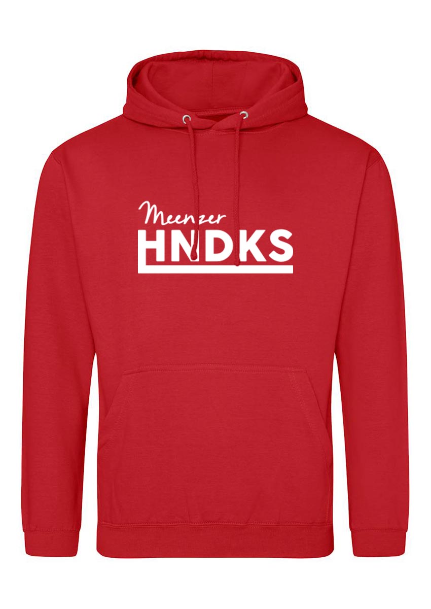 HNDKS College Unisex Hoodie weiss auf rot