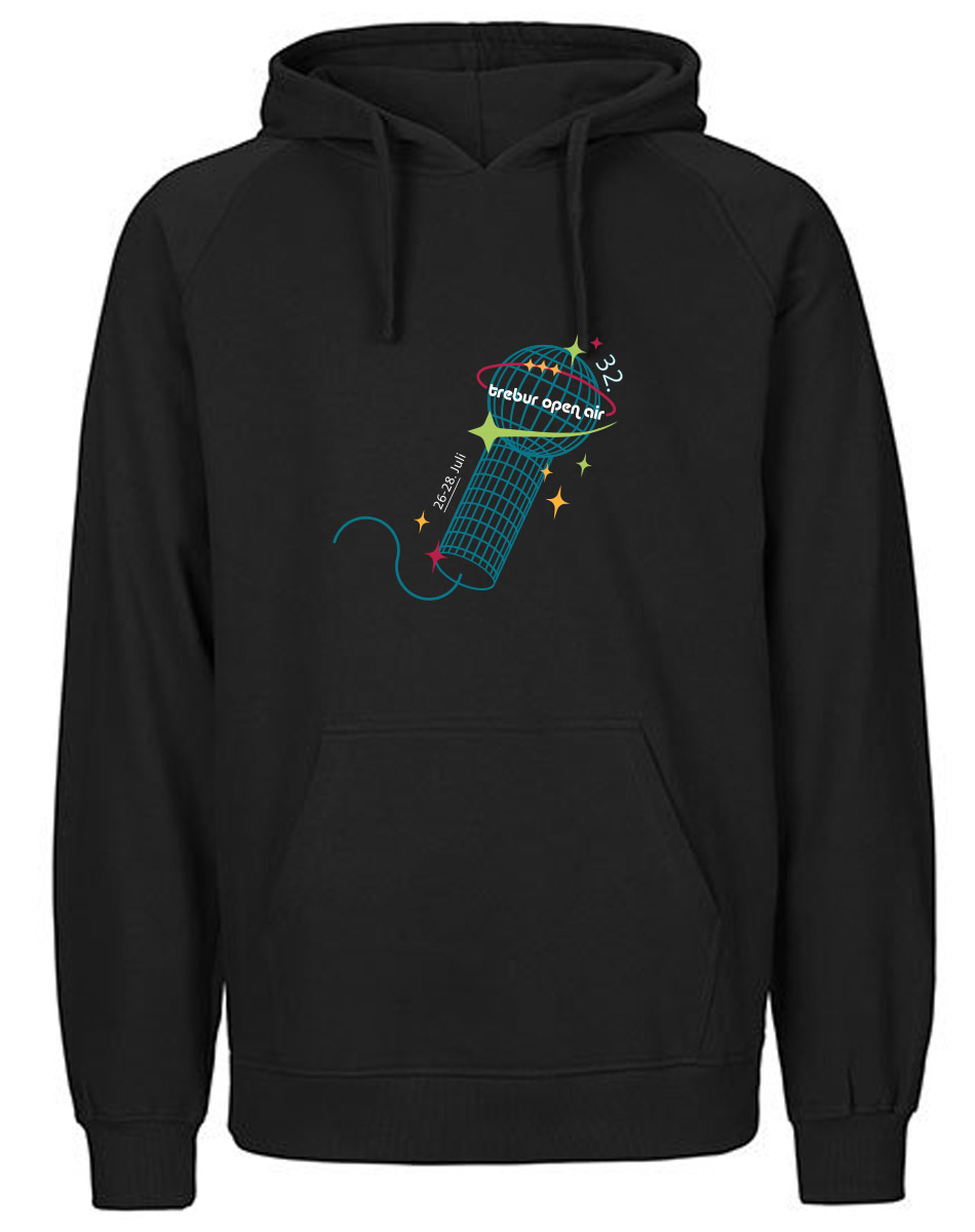 TOA32 Unisex Festival Hoodie - BIO  mehrfarbig auf schwarz