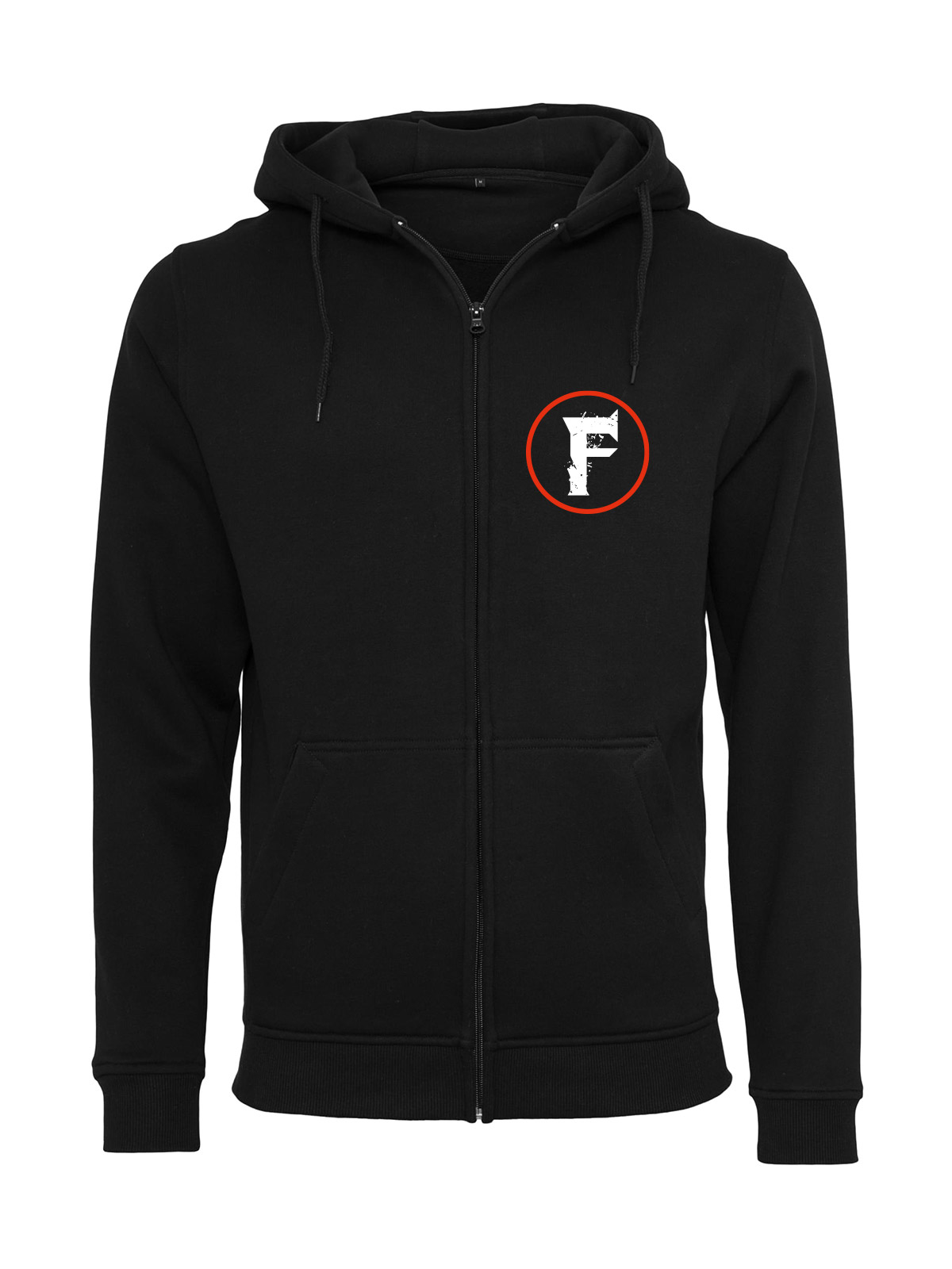 F-Band Unisex Ziphoodie mit Brust- und Rckendruck schwarz